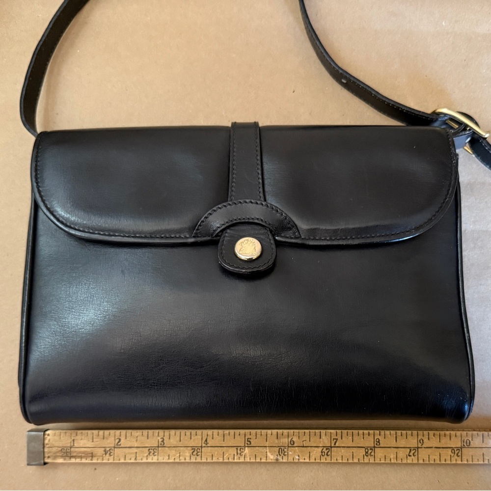 VTG Mark Cross Black Equestrian Style Shoulder Bag | Black | Made in Italy - Picture 10 of 14